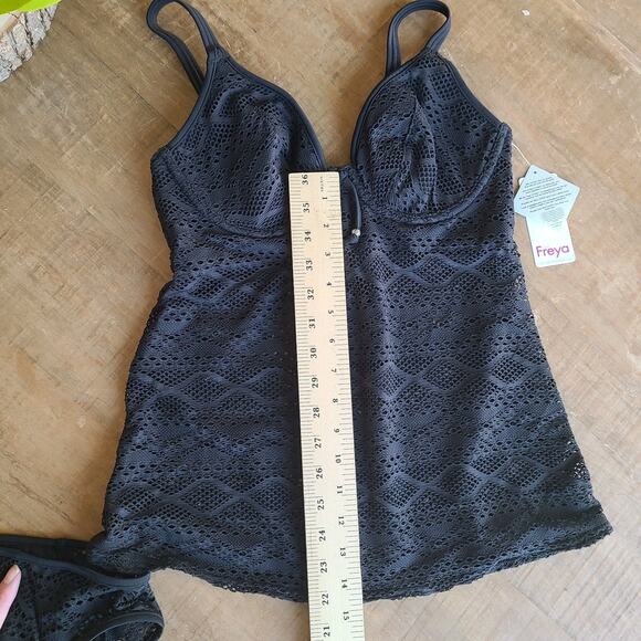 FREYA SUNDANCE Womens Black Underwire Padded TANKINI TOP Bikini Bottom 30DD / L - Picture 11 of 13